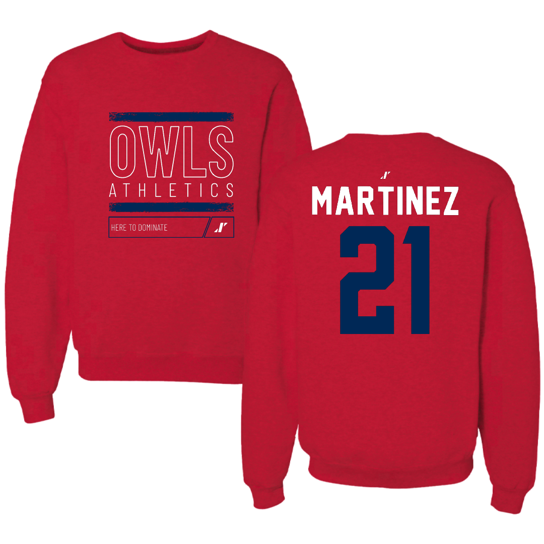 Florida Atlantic University Baseball Red Dominate Crewneck - #21 John Martinez