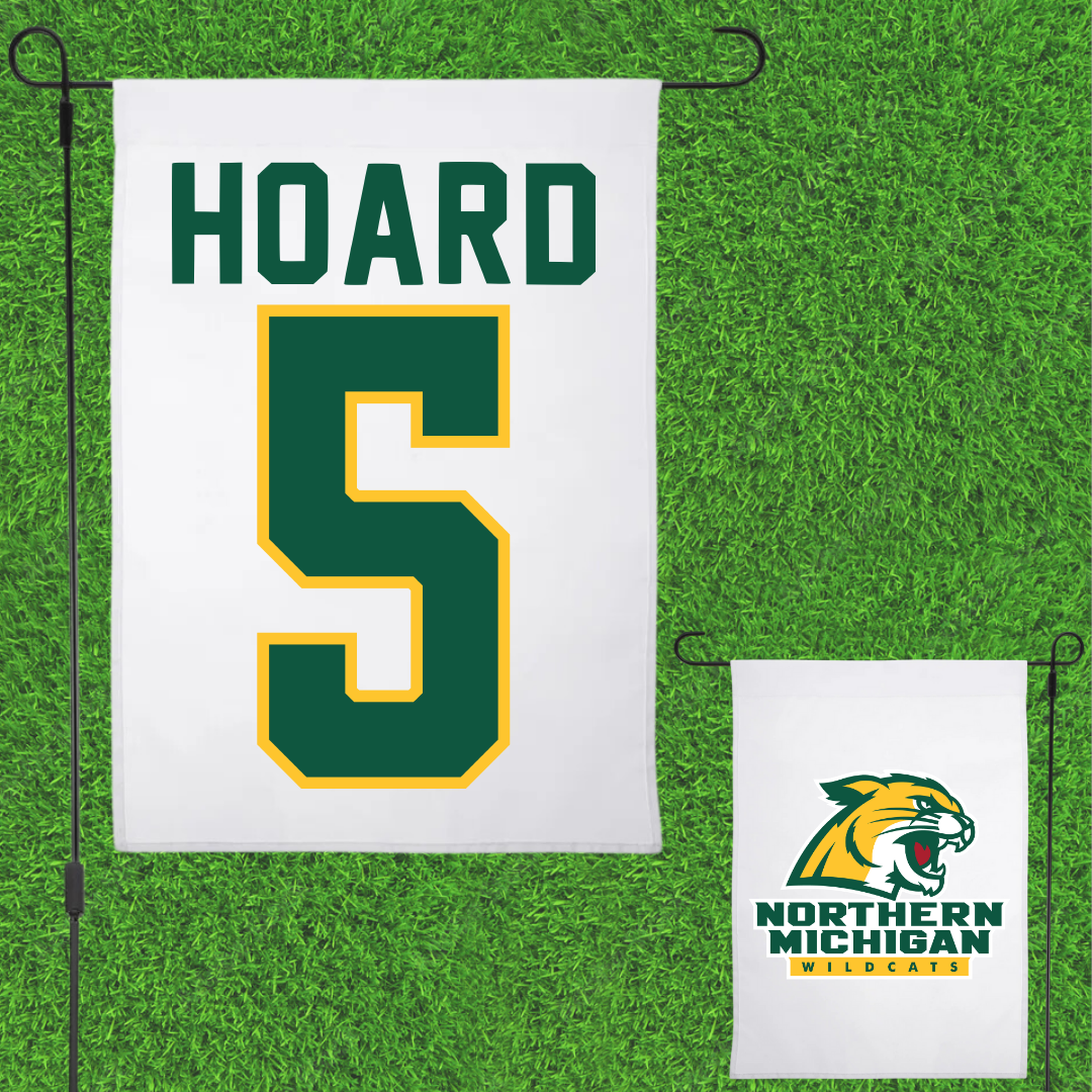 Northern Michigan University Football White Garden Flag - #5 Aidan Hoard