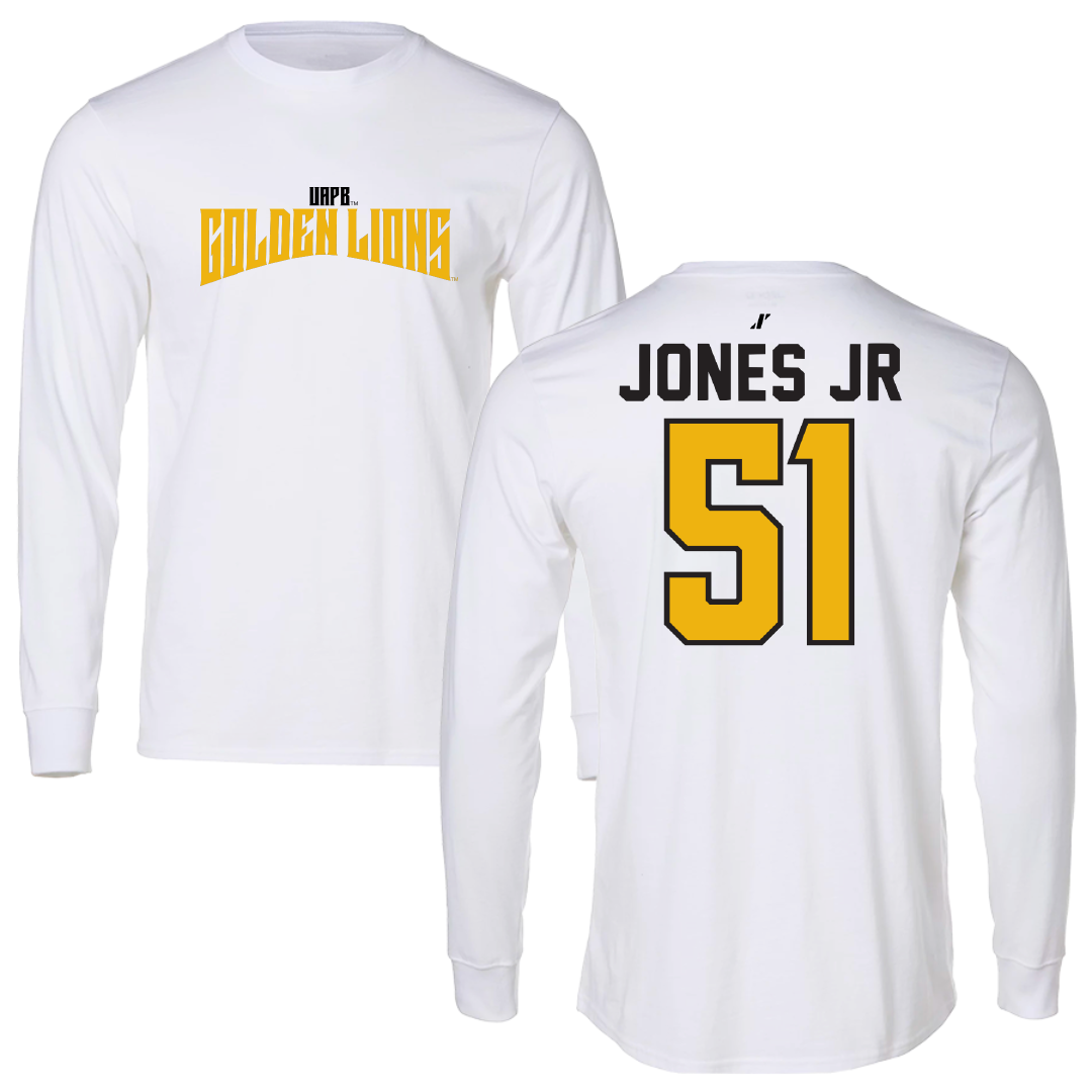 University of Arkansas-Pine Bluff Football White Classic Long Sleeve - #51 Rolando Jones Jr