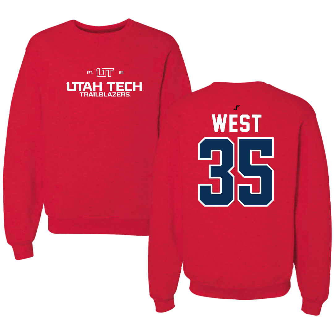 Utah Tech University Baseball Red General Crewneck - #35 Dakoda West