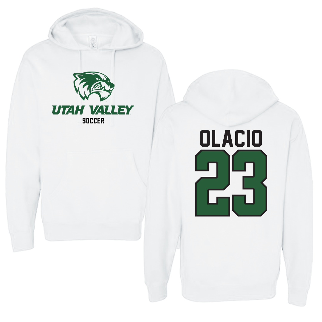 Utah Valley University Soccer White Classic Hoodie - #23 Leon Olacio
