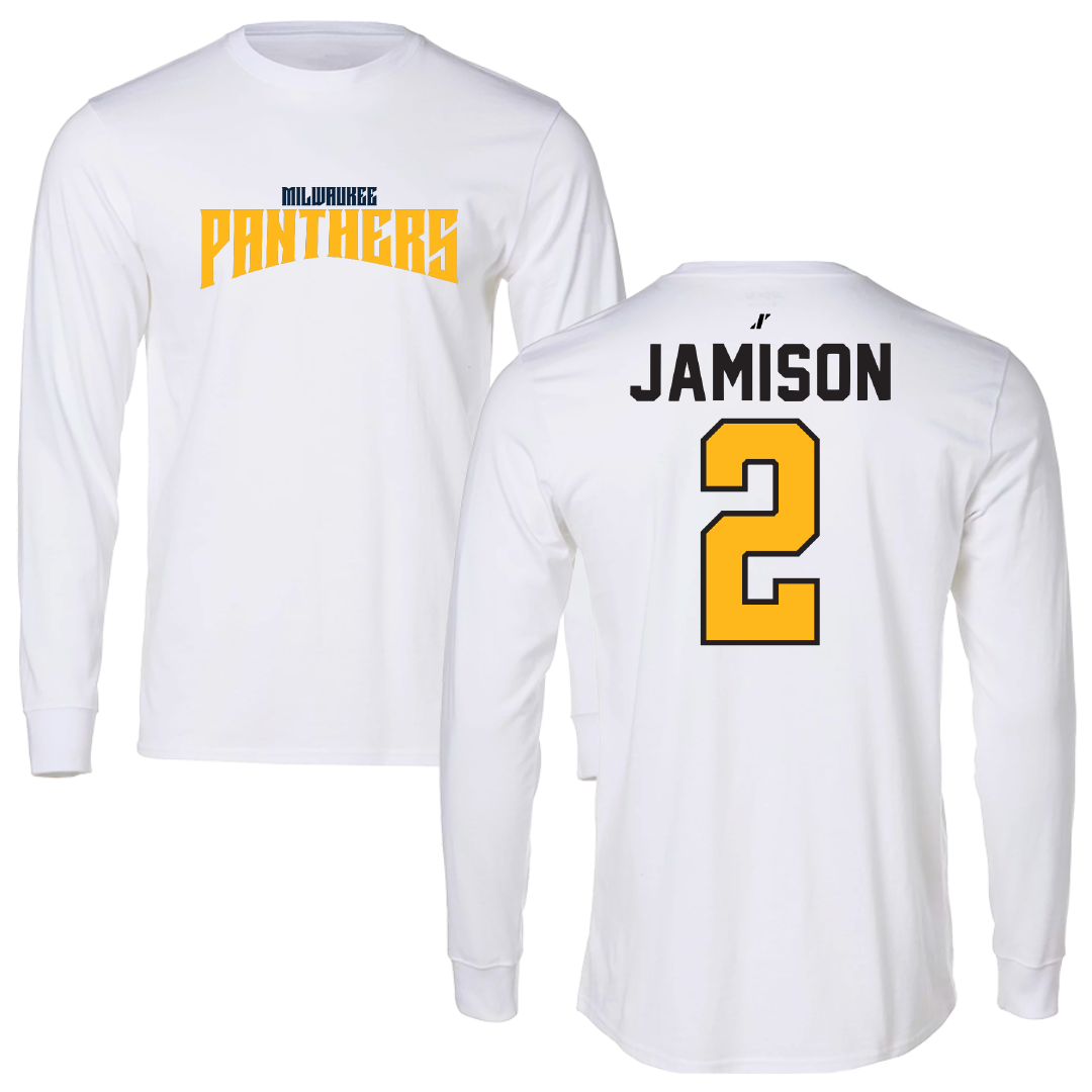University of Wisconsin-Milwaukee Basketball White Classic Long Sleeve - #2 Elijah Jamison