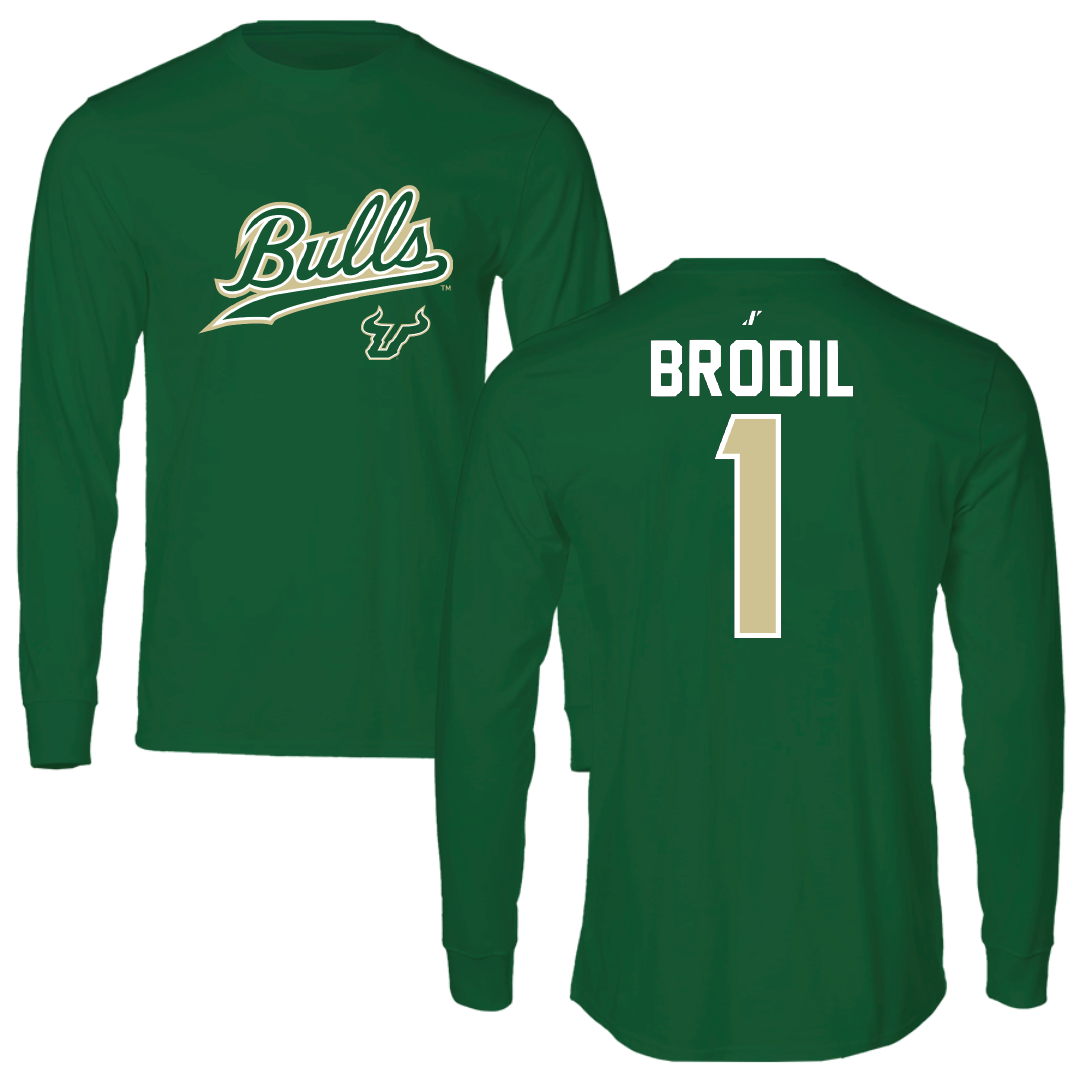 University of South Florida Baseball Green General Performance Long Sleeve - #1 Marcus Brodil