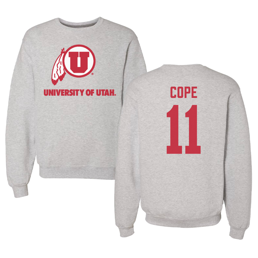 University of Utah Football Gray Crewneck - #11 Makai Cope