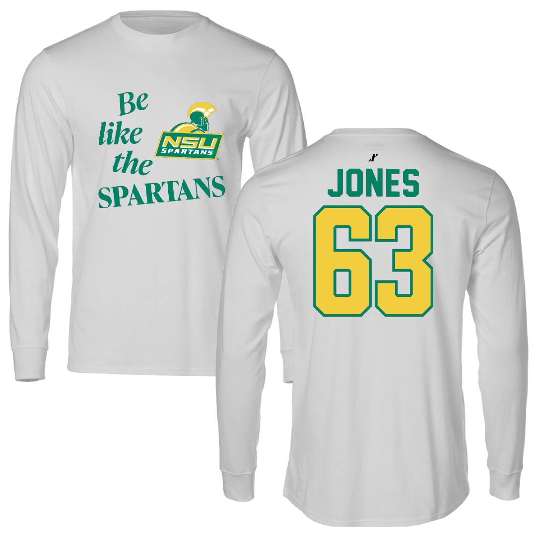 Norfolk State University Football Light Gray Be Like Us Performance Long Sleeve - #63 Chris Jones
