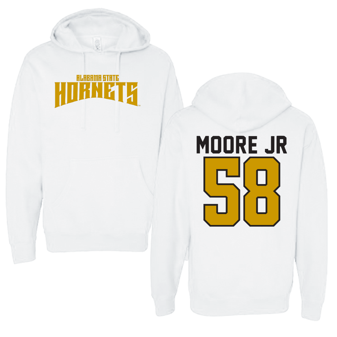 Alabama State University Football White Classic Hoodie - #58 Michael Moore Jr