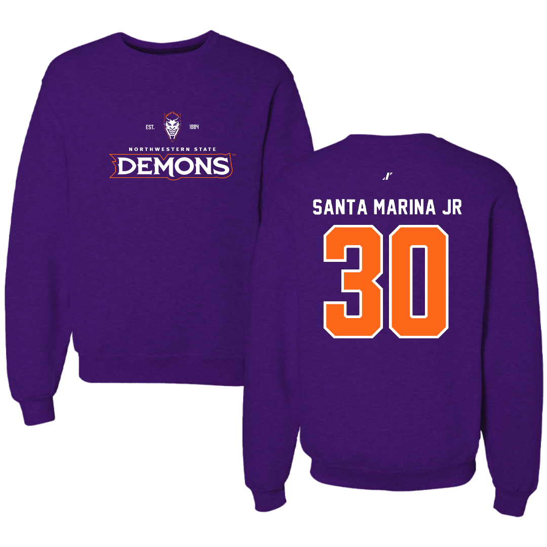 Northwestern State University Football Purple General Crewneck - #30 Troy Santa Marina Jr