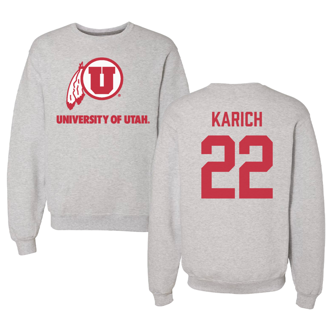 University of Utah Beach Volleyball Gray Crewneck - #22 Abby Karich