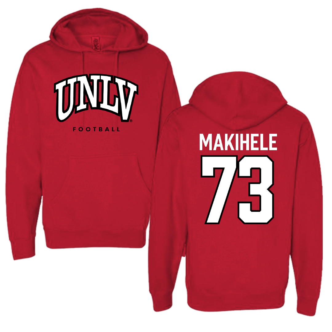 University of Nevada-Las Vegas Football Red Block Hoodie - #73 Alani Makihele