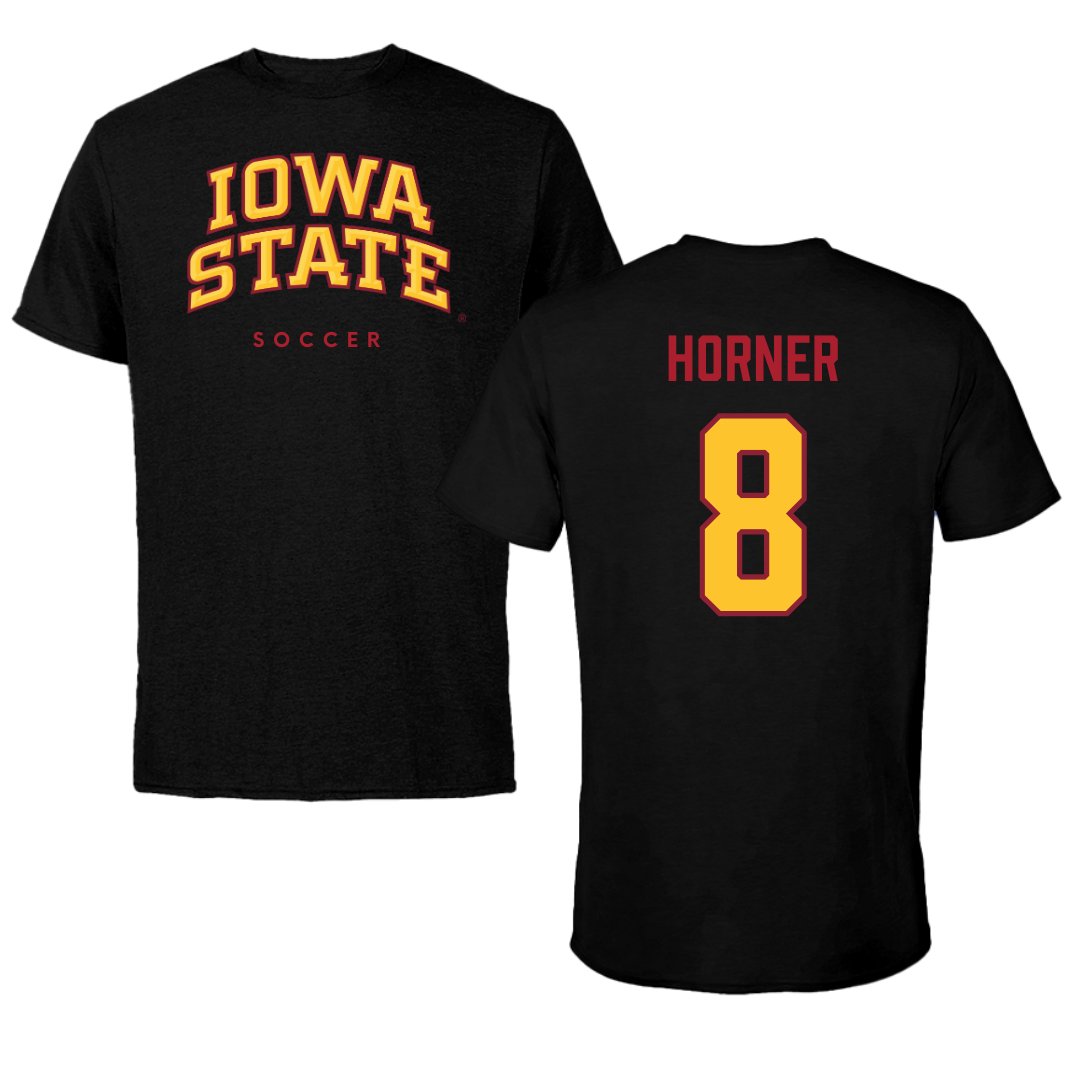 Iowa State University Soccer Black Tee - #8 Avery Horner