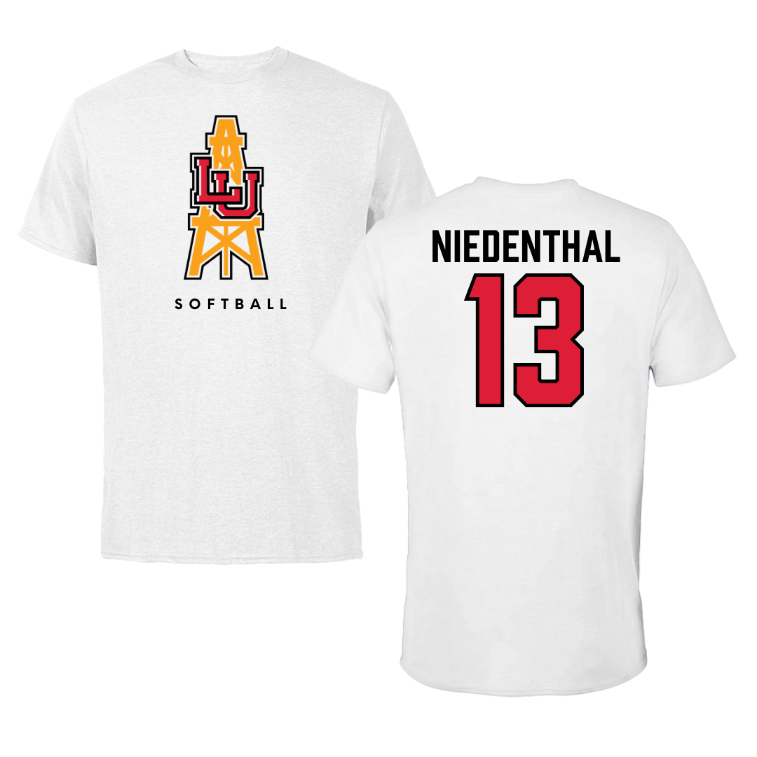 Lamar University Softball White Performance Tee - #13 Cameron Niedenthal