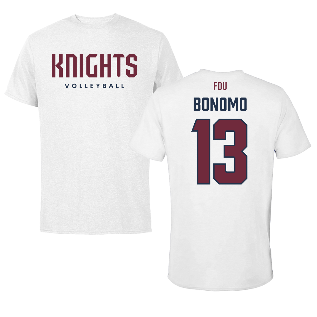 Fairleigh Dickinson University-Metropolitan Campus Volleyball White Tee - #13 Lorenzo Bonomo