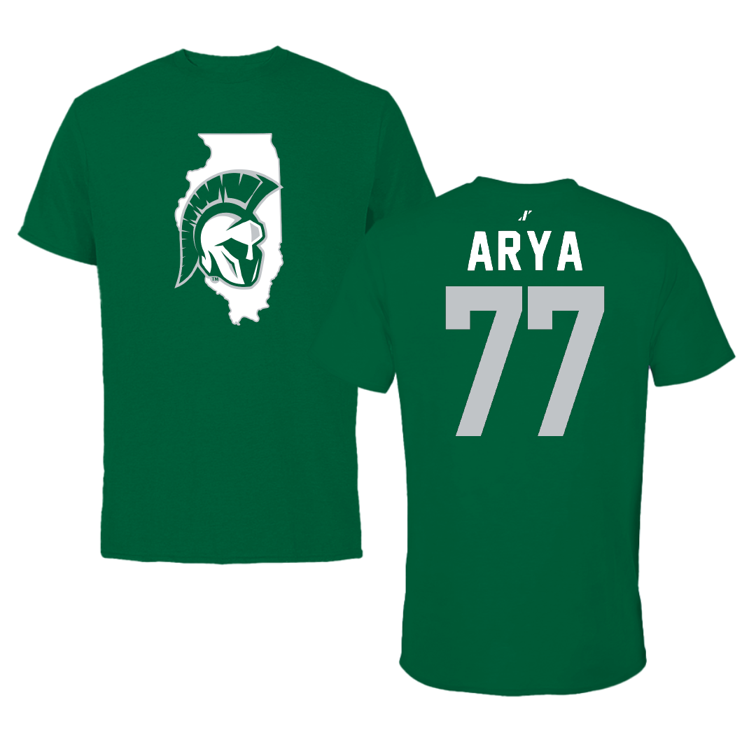 Illinois Wesleyan University Football Green State Performance Tee - #77 Justin Arya