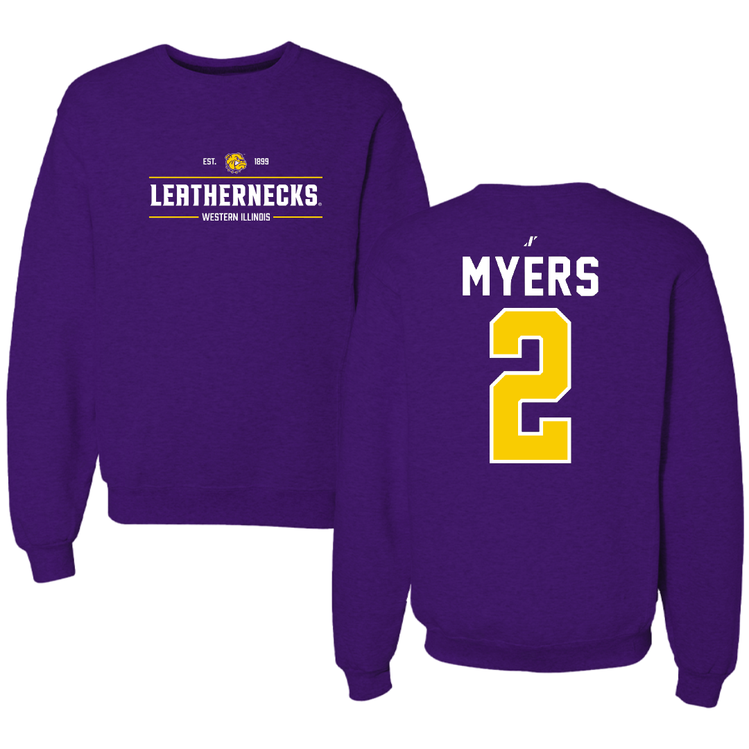 Western Illinois University Basketball Purple General Crewneck - #2 Ryan Myers