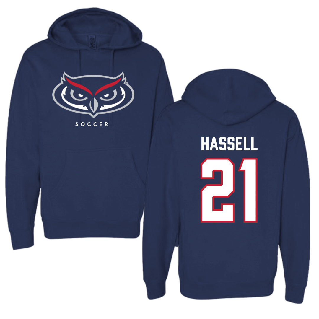 Florida Atlantic University Soccer Navy Mascot Hoodie - #21 Zach Hassell