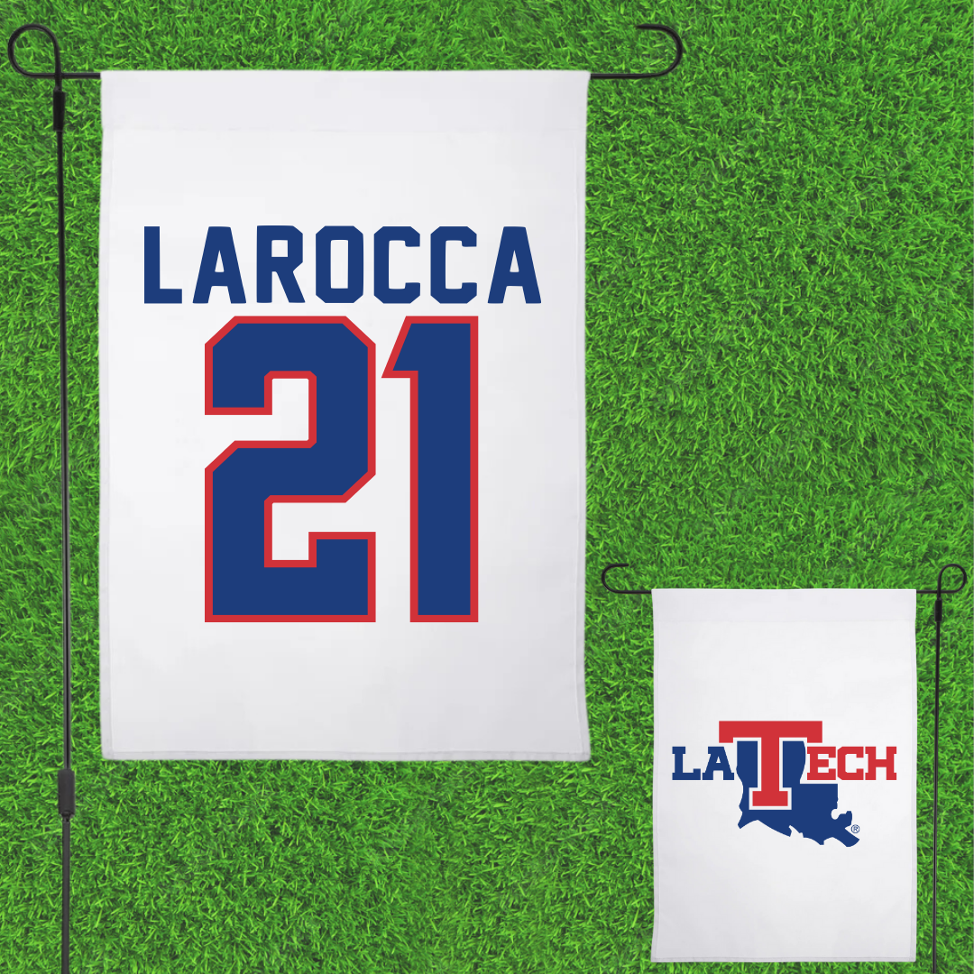 Louisiana Tech University Baseball White Garden Flag - #21 Jake LaRocca
