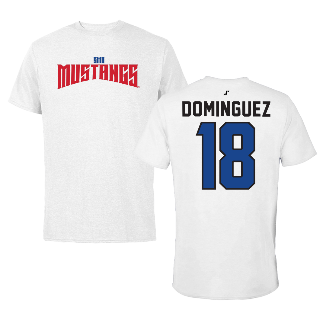 Southern Methodist University Soccer White Classic Tee - #18 Martin Dominguez