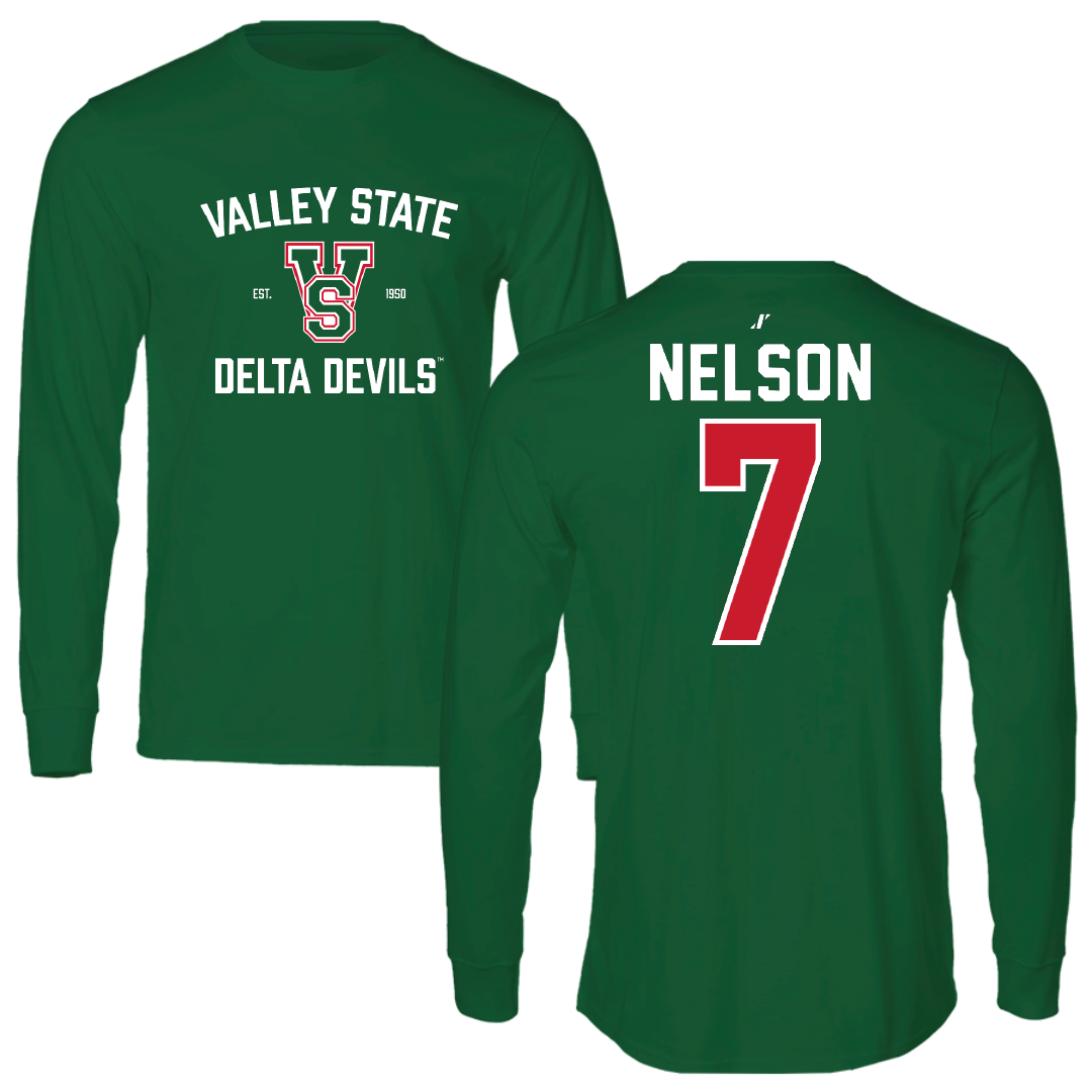 Mississippi Valley State University Football Green General Performance Long Sleeve - #7 Camo Nelson