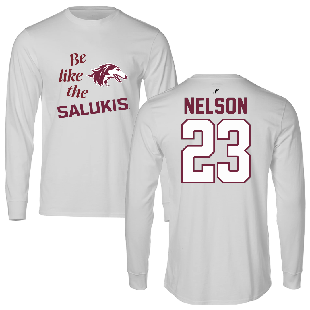 Southern Illinois University at Carbondale Basketball Light Gray Be Like Us Performance Long Sleeve - #23 Tkiyah Nelson