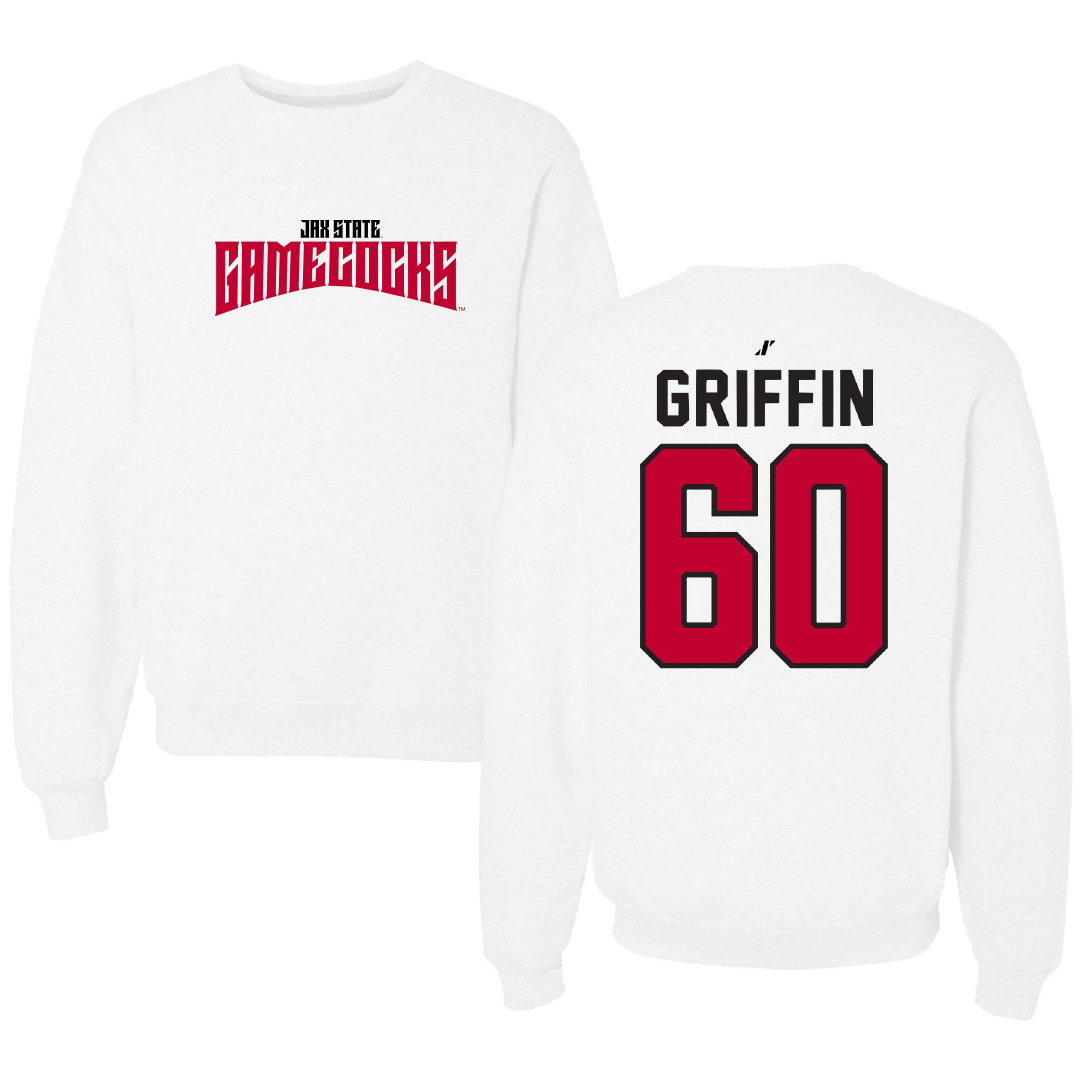 Jacksonville State University Football White Classics Crewneck - #60 Cameron Griffin