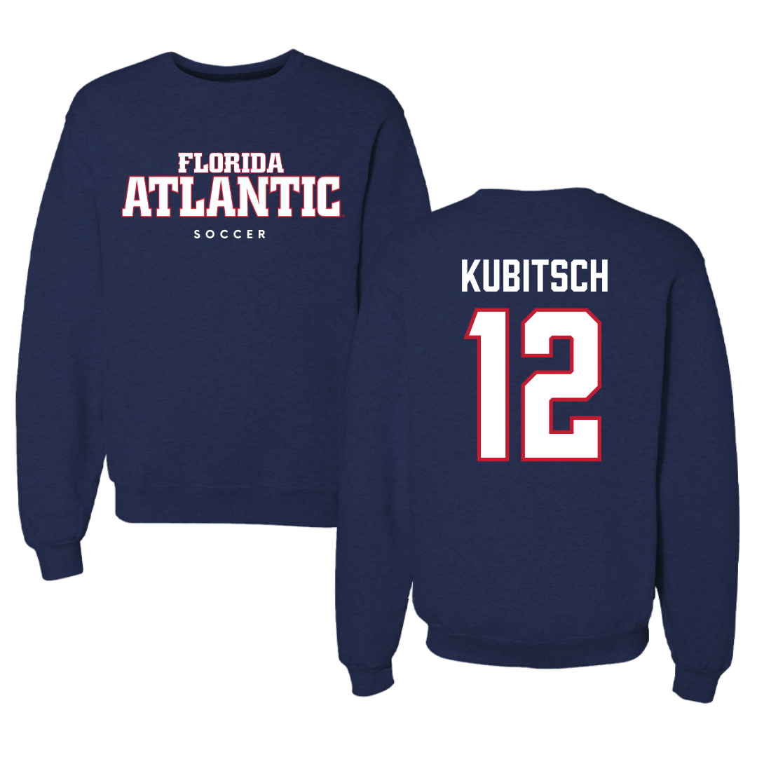 Florida Atlantic University Soccer Navy Crewneck - #12 Kevin Kubitsch