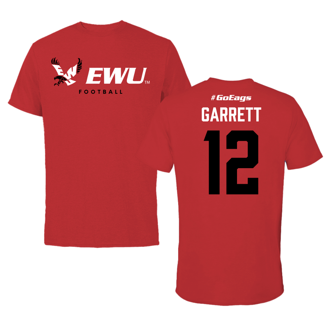 Eastern Washington University Football Red Block Tee - #12 Wesley Garrett