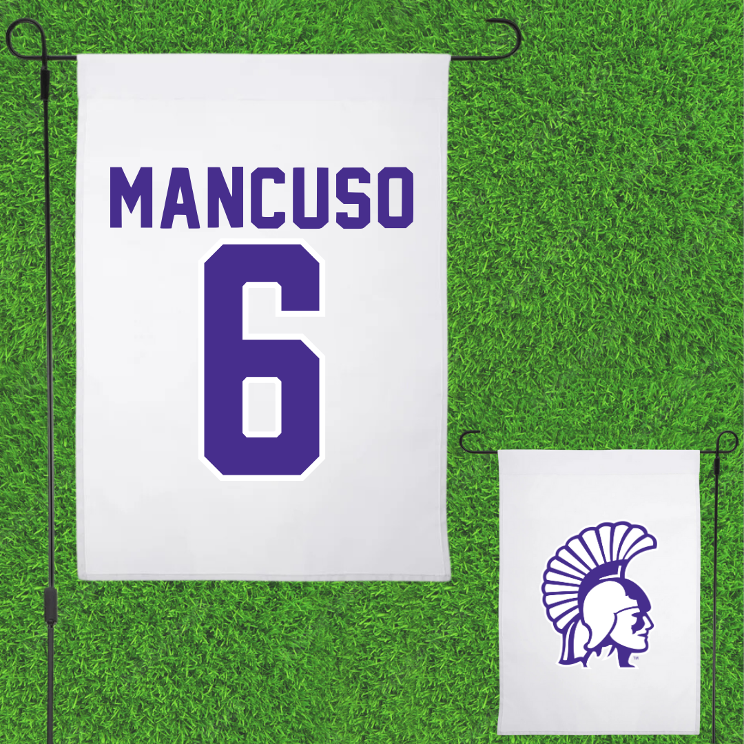 Winona State University Softball White Garden Flag - #6 Tiegan Mancuso