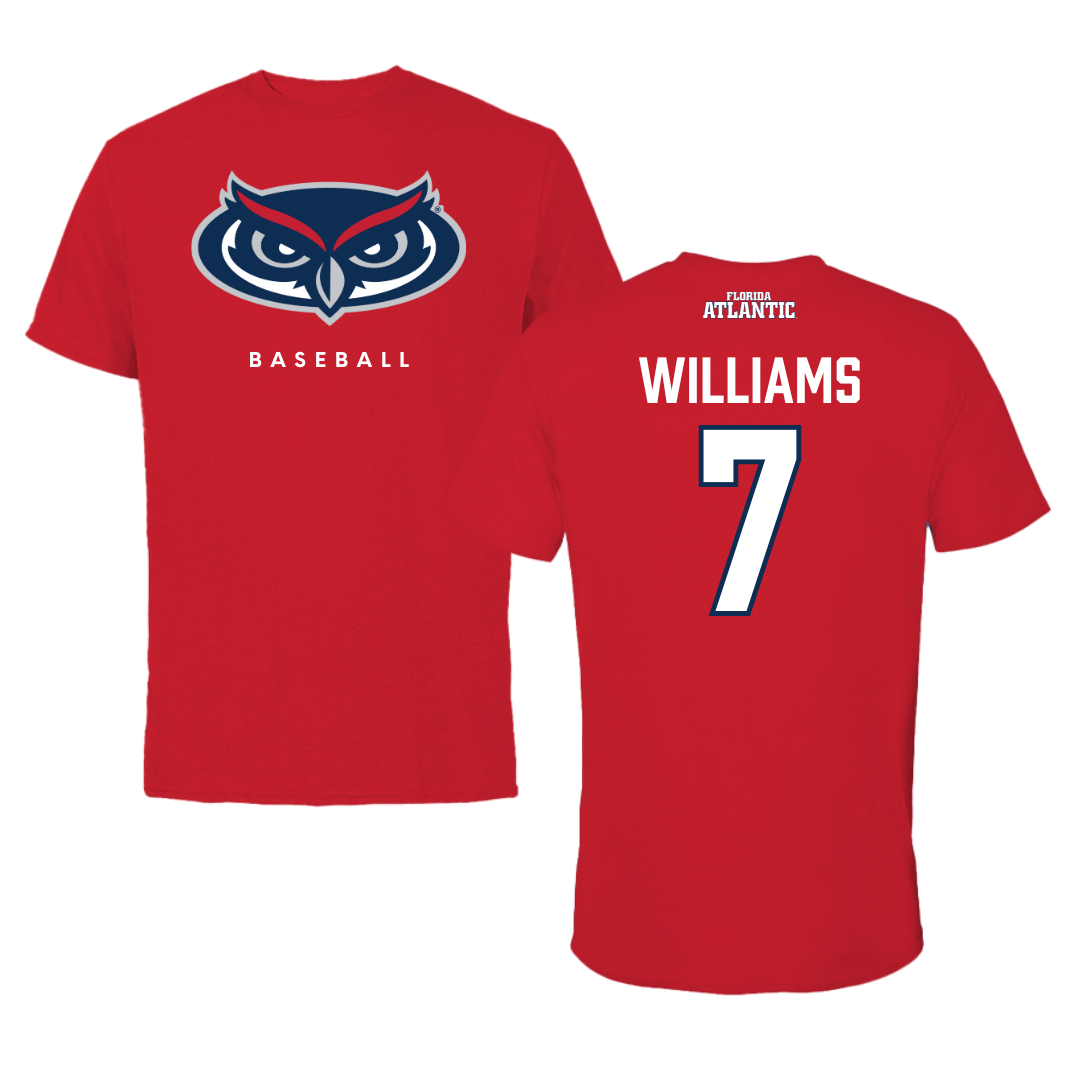 Florida Atlantic University Baseball Red Jersey Tee - #7 CJ Williams
