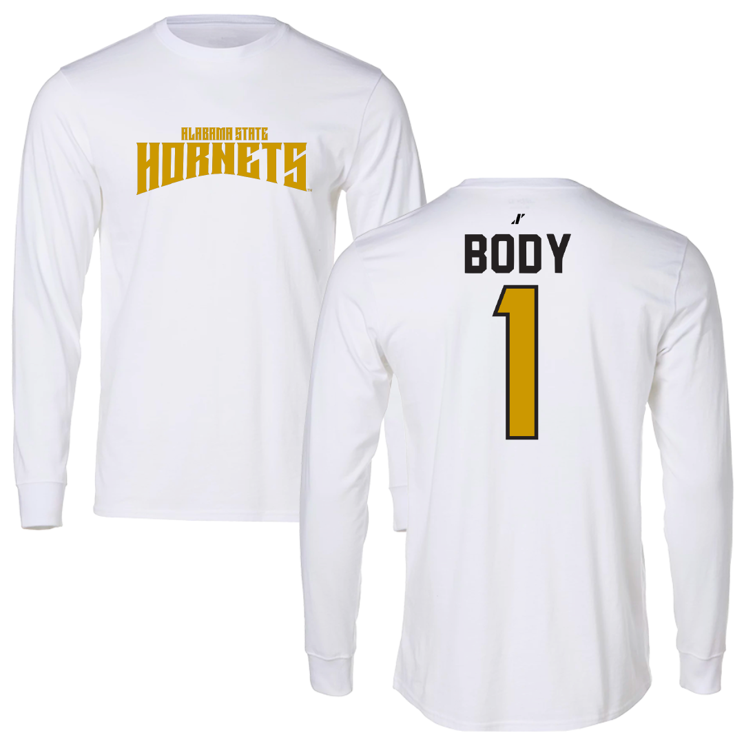 Alabama State University Football White Classic Long Sleeve - #1 Andrew Body