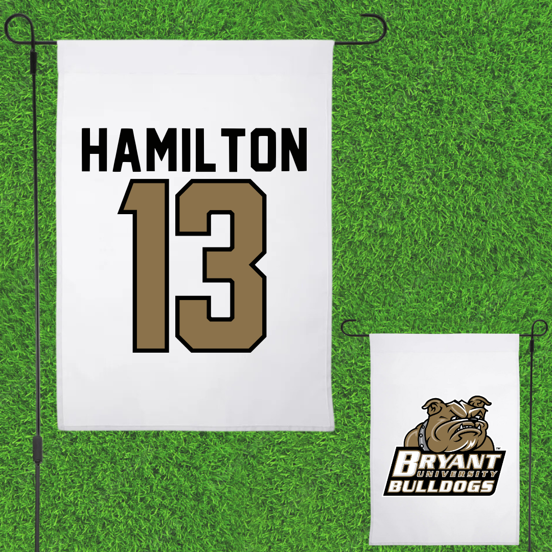 Bryant University Football White Garden Flag - #13 Kaden Hamilton