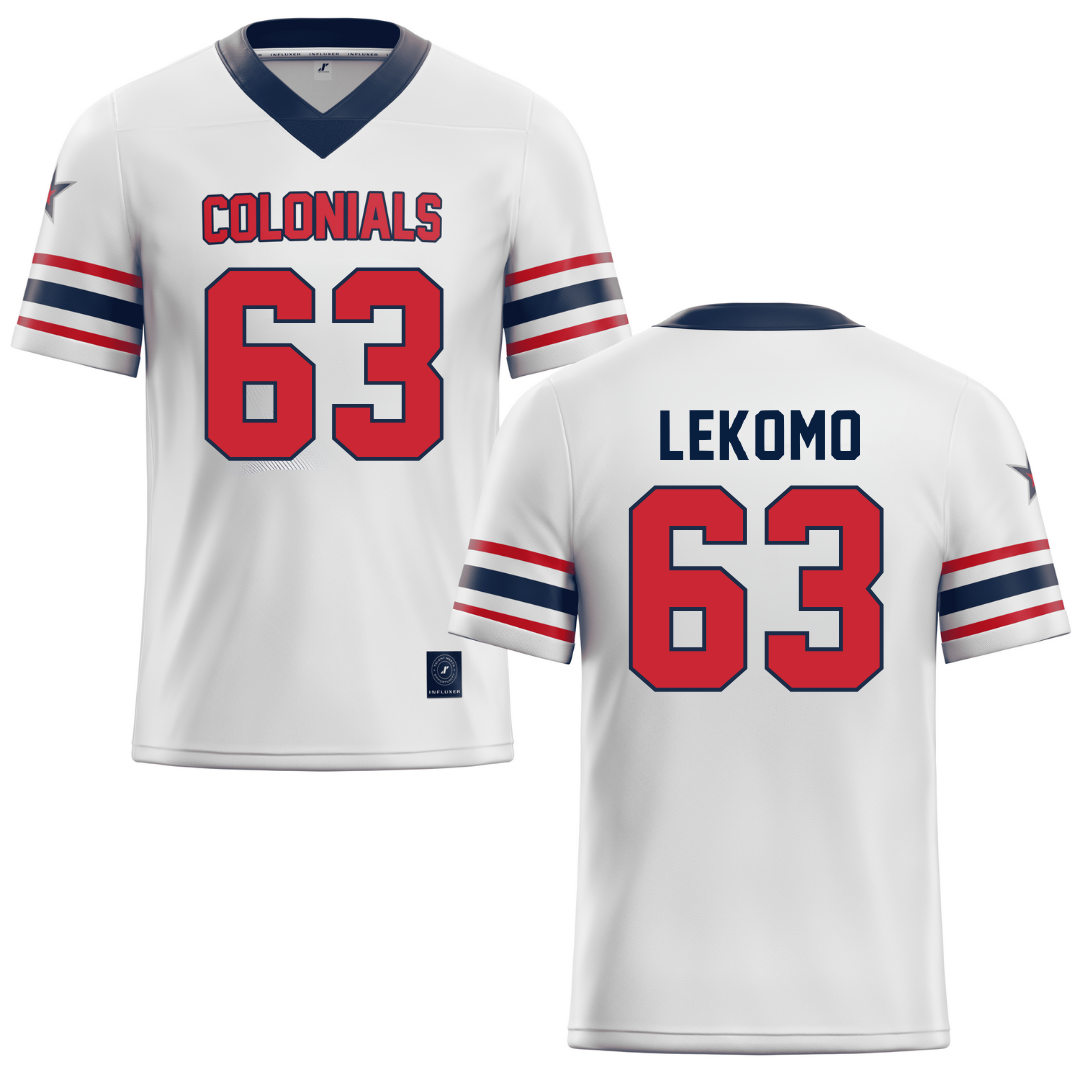 Robert Morris University White Football Jersey - #63 Yann Lekomo