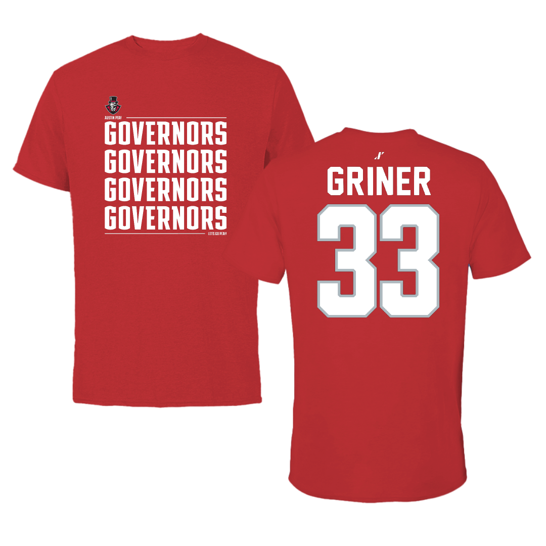 Austin Peay State University Football Red General Tee - #33 Jackson Griner
