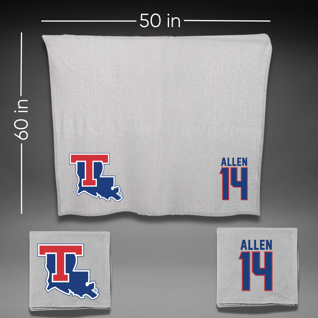 Louisiana Tech University Basketball Gray Blanket - #14 Will Allen