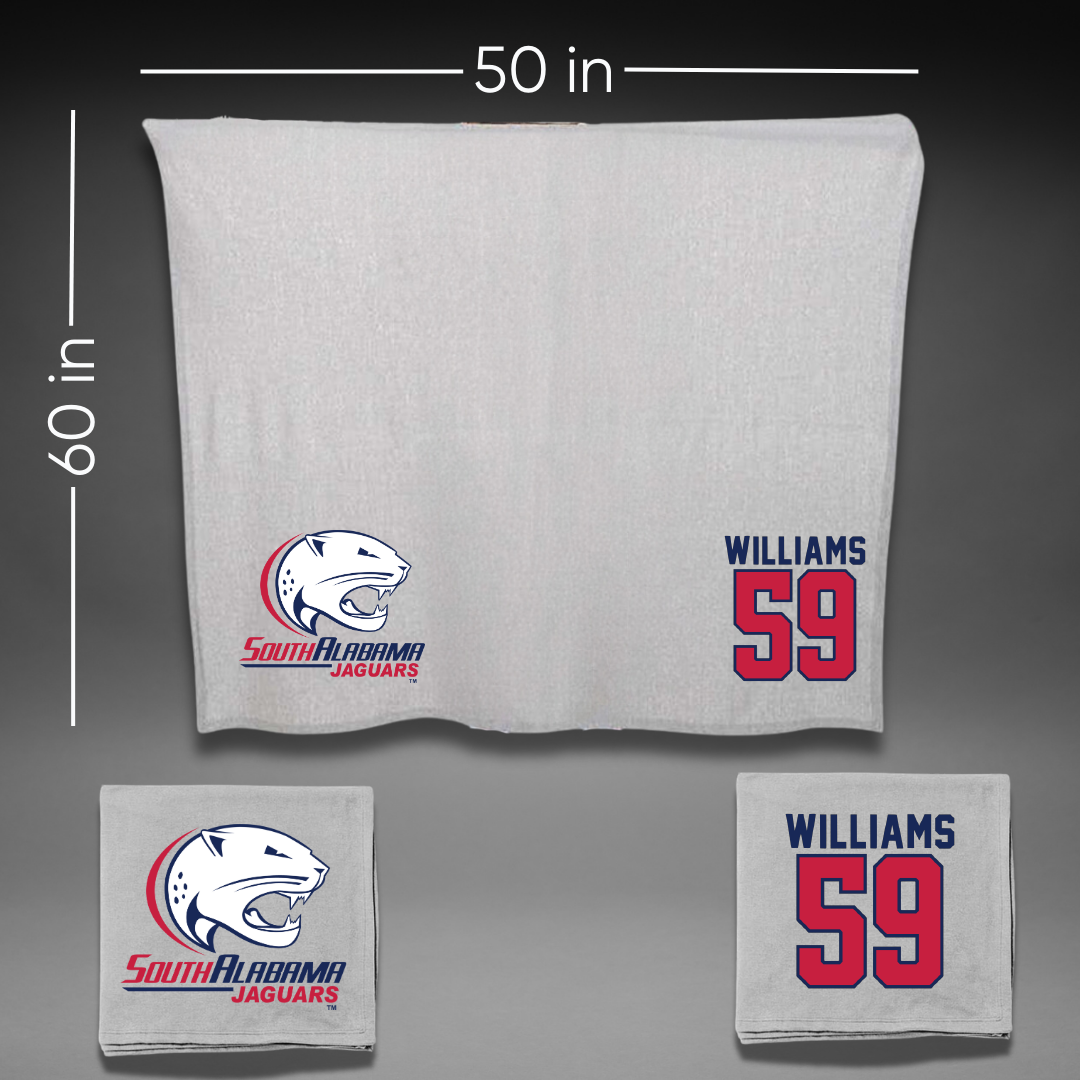 University of South Alabama Football Gray Blanket - #59 Sam Williams