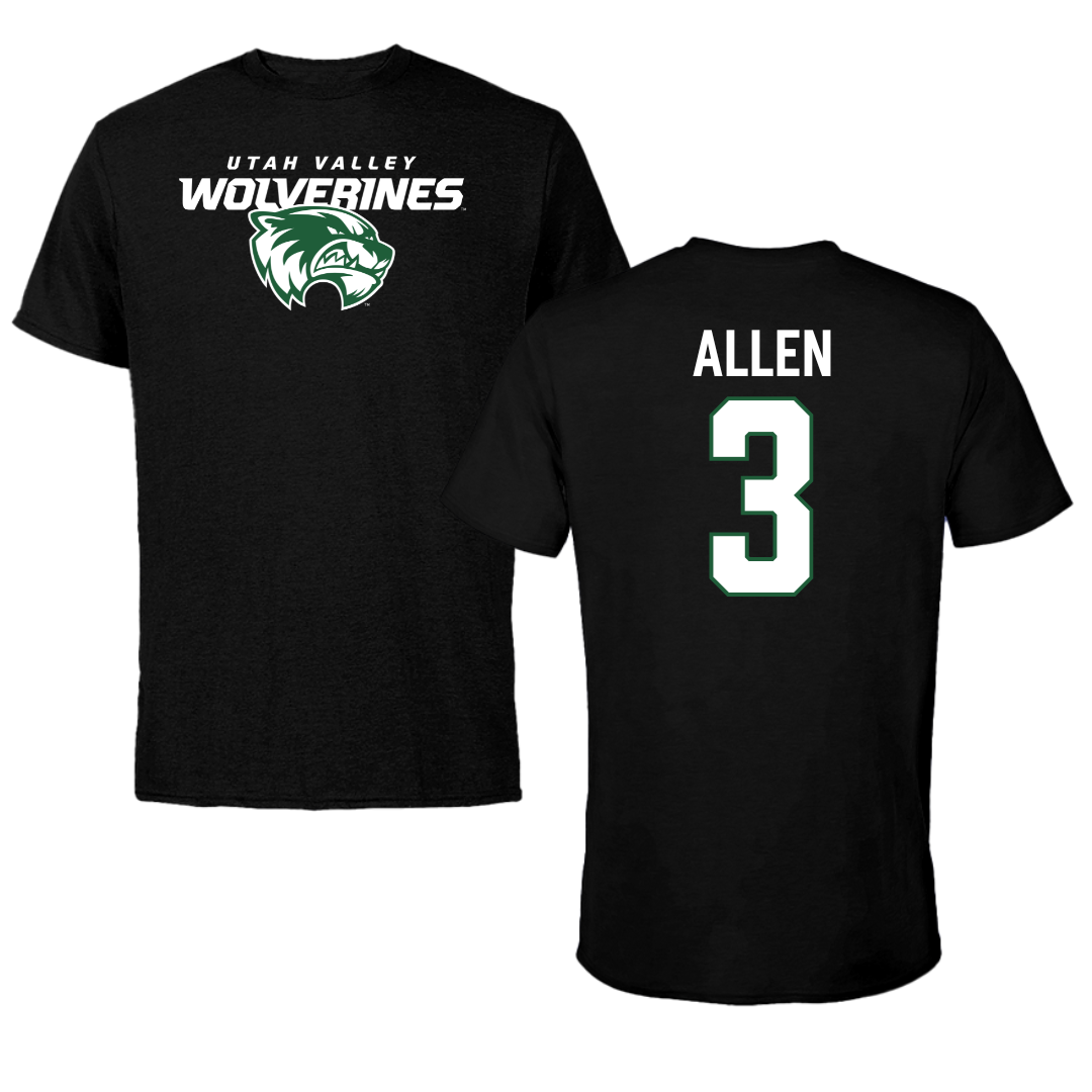 Utah Valley University Basketball Black Wolverines Tee - #3 Drake Allen