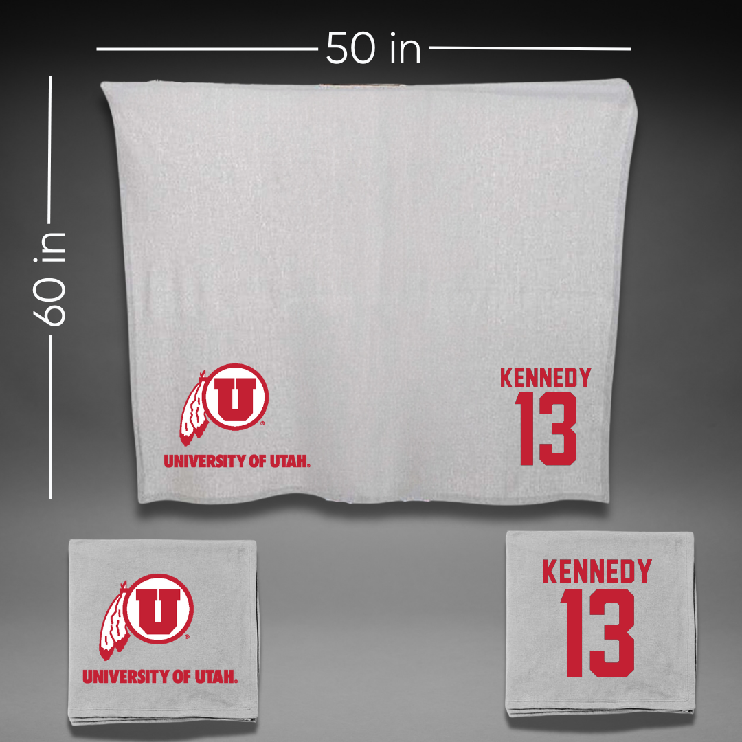 University of Utah Football Gray Blanket - #13 Chase Kennedy