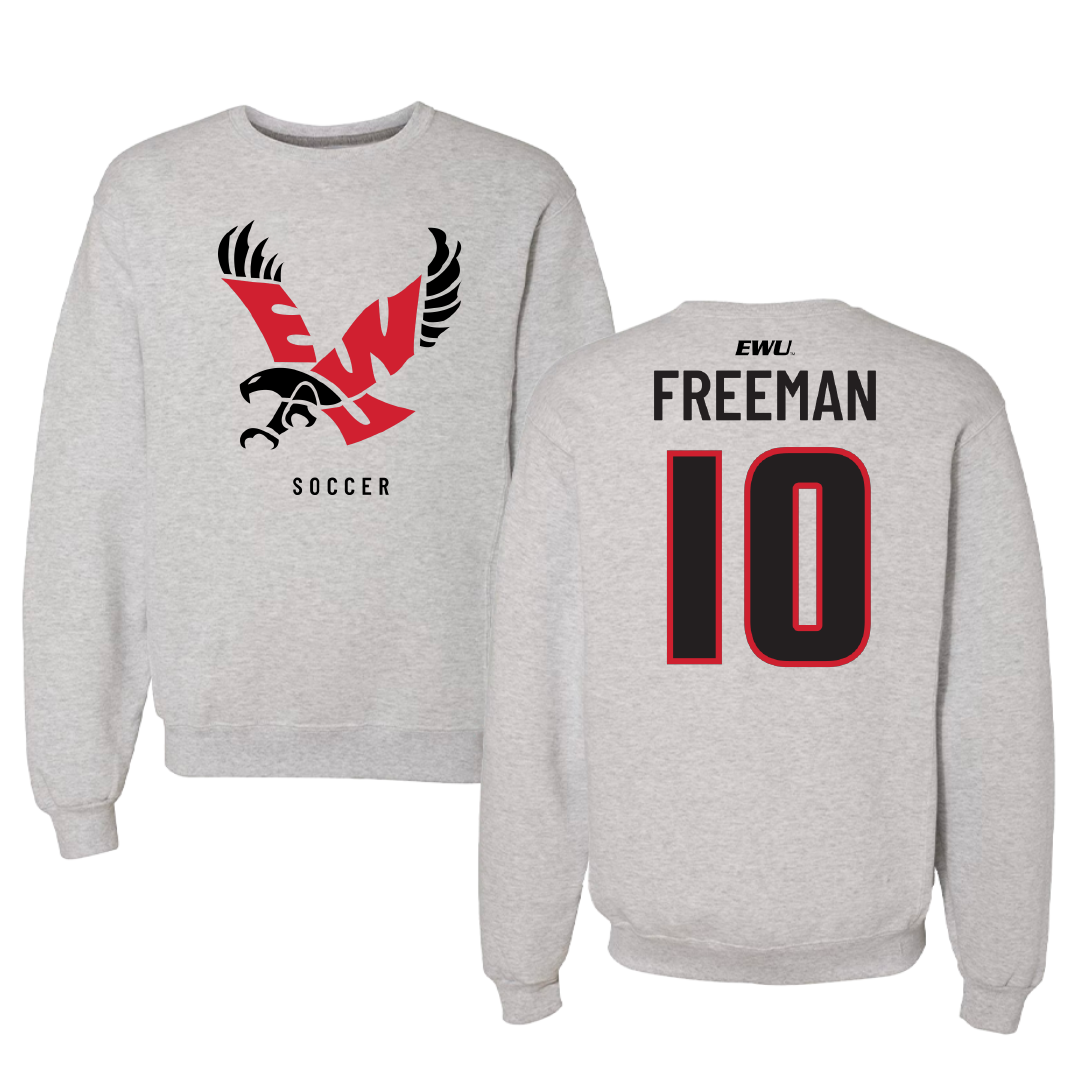 Eastern Washington University Soccer Gray Crewneck - #10 Charity Freeman