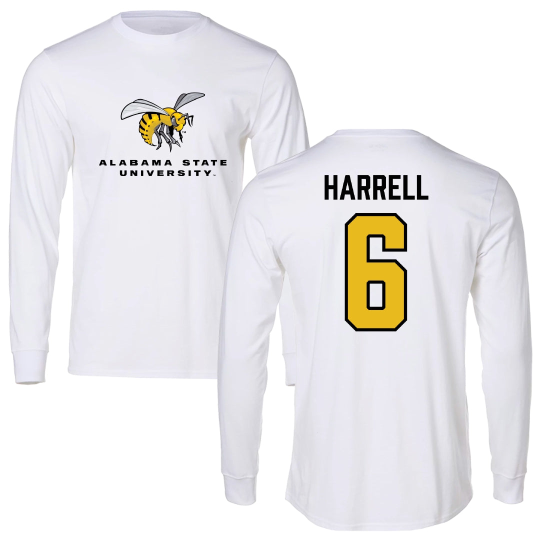 Alabama State University Football White Block Long Sleeve - #6 Ajai Harrell