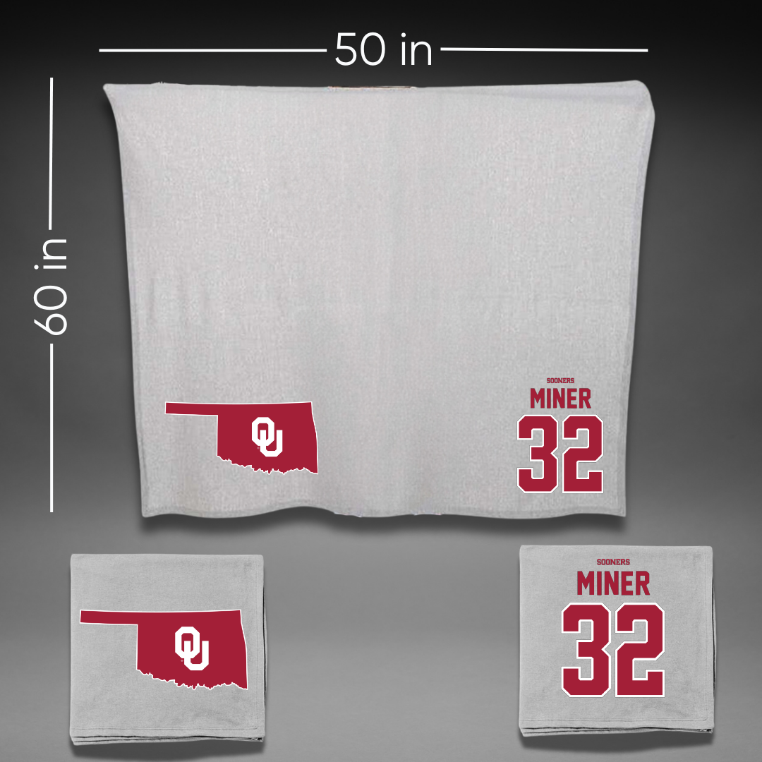 University of Oklahoma Baseball Gray Blanket - #32 Jace Miner