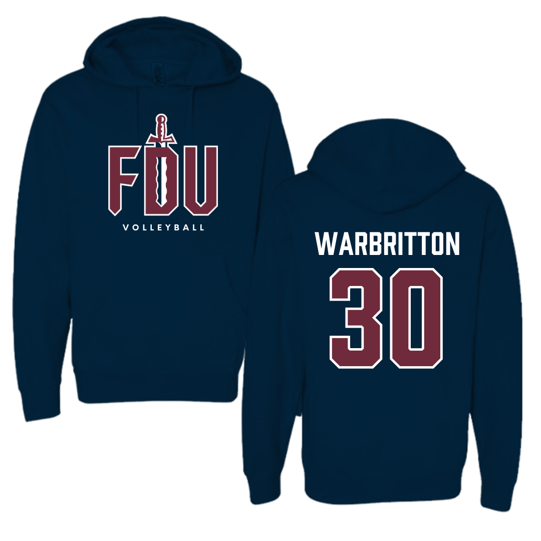 Fairleigh Dickinson University-Metropolitan Campus Volleyball Navy Hoodie - #30 Kinsley Warbritton