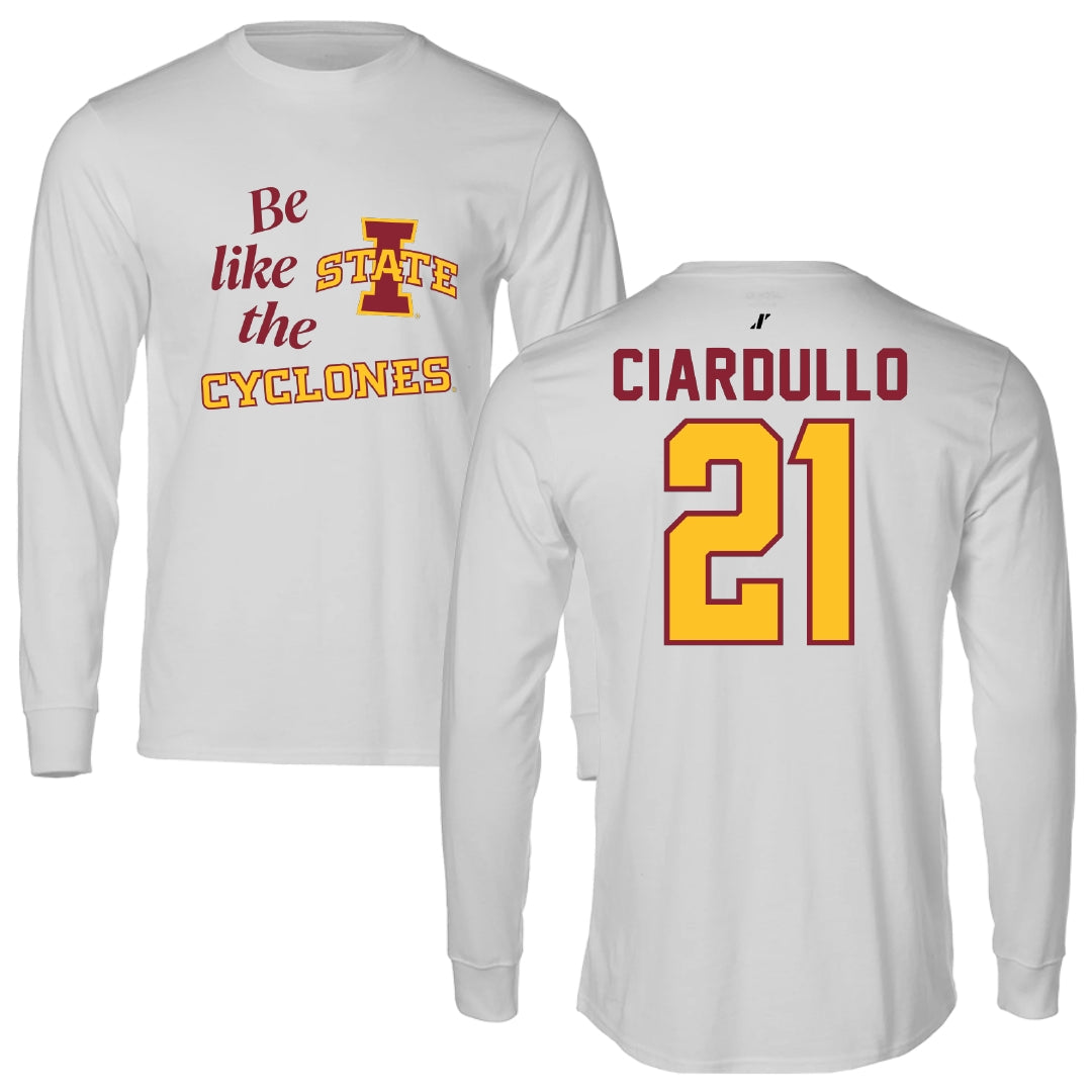 Iowa State University Soccer Light Gray Be Like Us Long Sleeve - #21 Ella Ciardullo