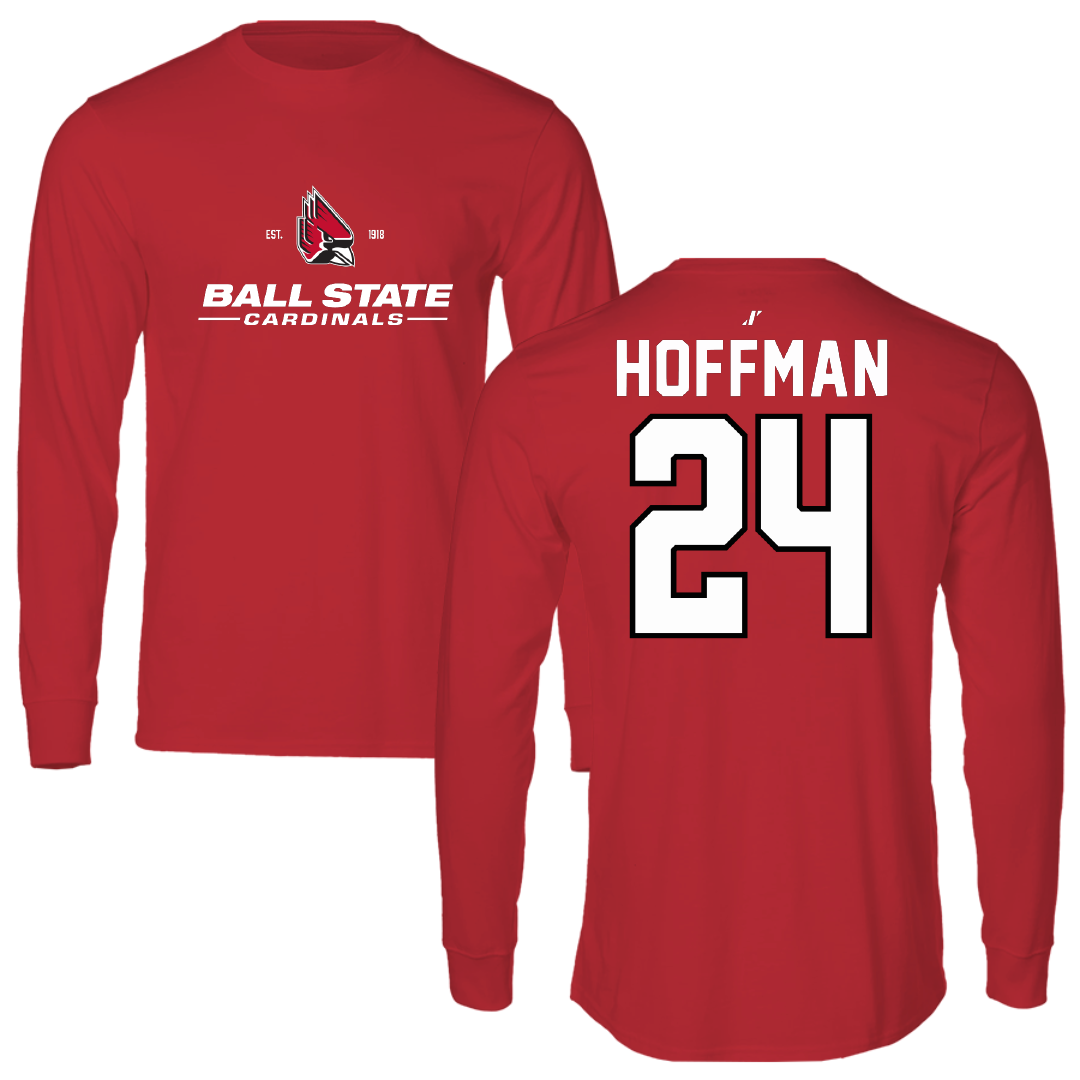 Ball State University Softball Red General Performance Long Sleeve - #24 Jessica Hoffman