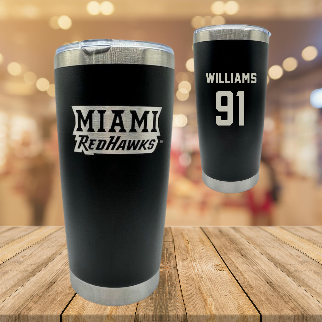 Miami University (Ohio) Football Black Stainless Steel Tumbler - #91 Sam Williams