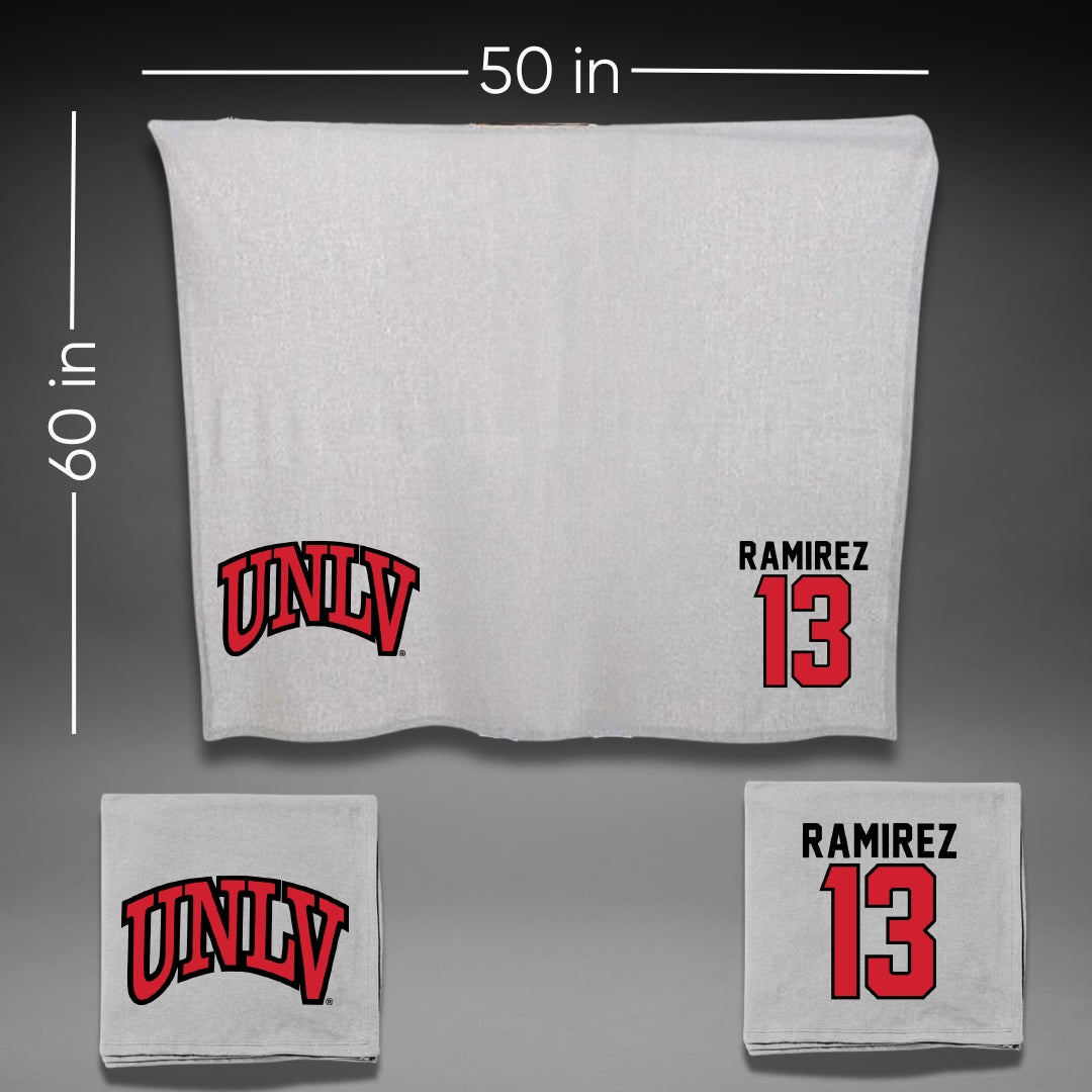 University of Nevada-Las Vegas Soccer Gray Rebels Blanket - #13 Mallie Ramirez