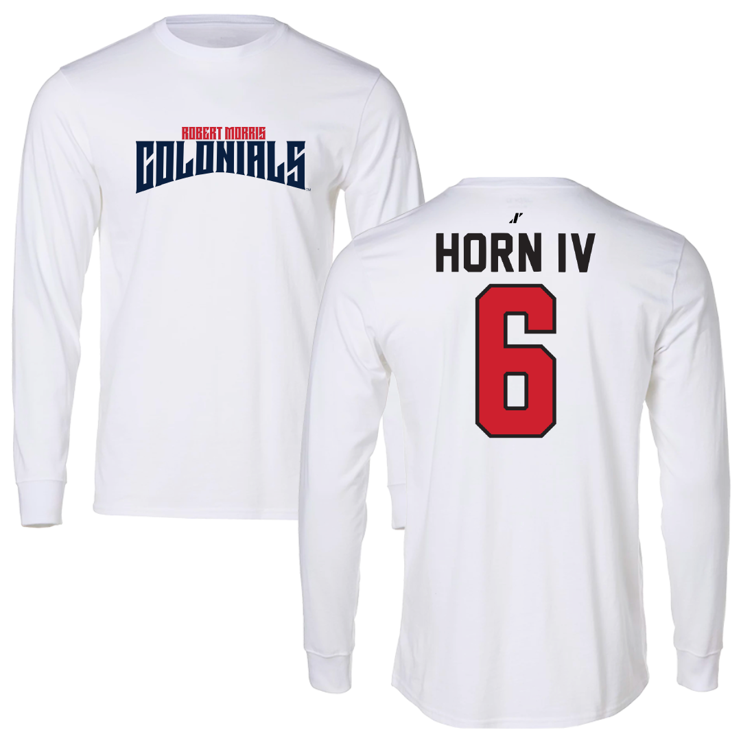 Robert Morris University Football White Classic Performance Long Sleeve - #6 Will Horn IV