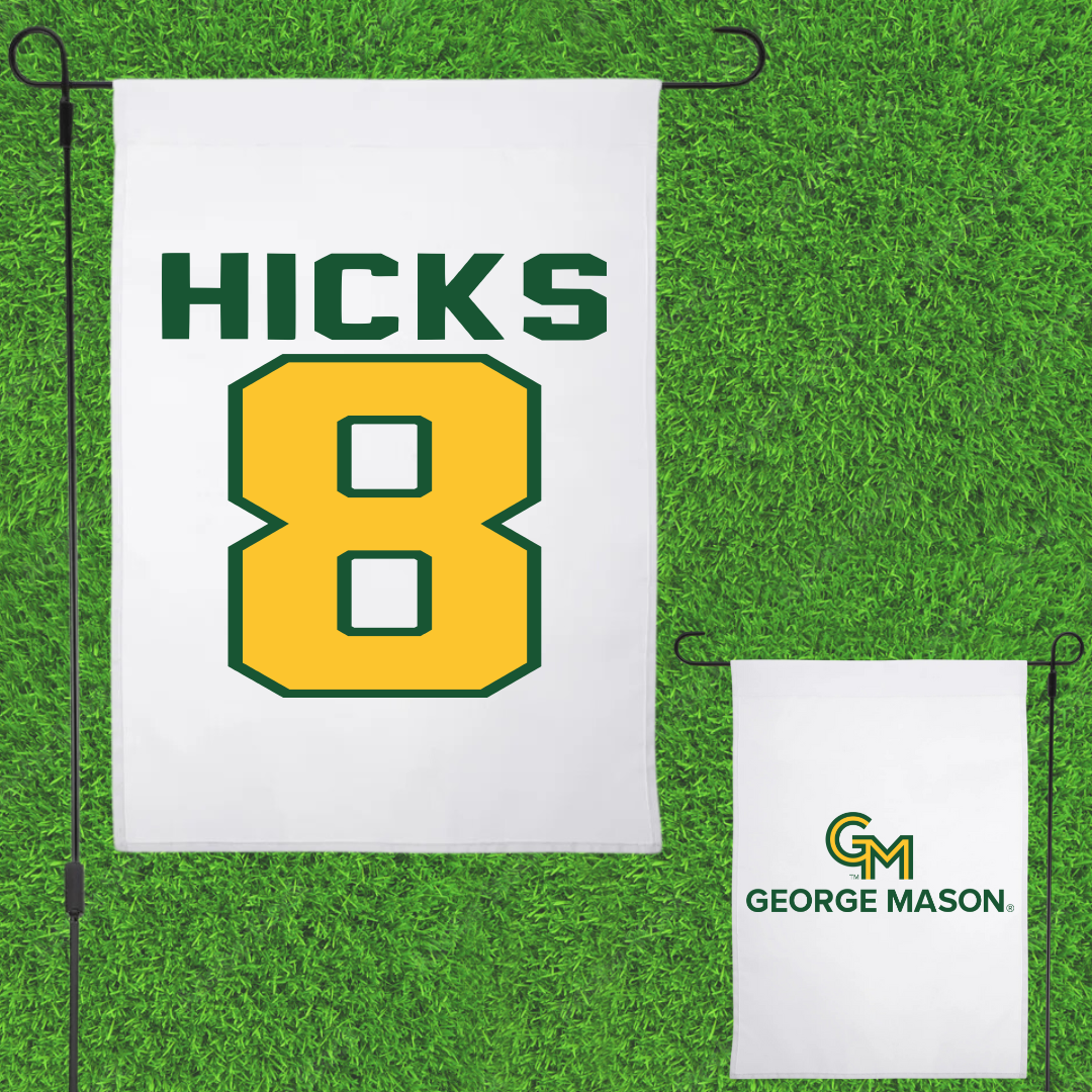 George Mason University Soccer White Garden Flag - #8 Aria Hicks