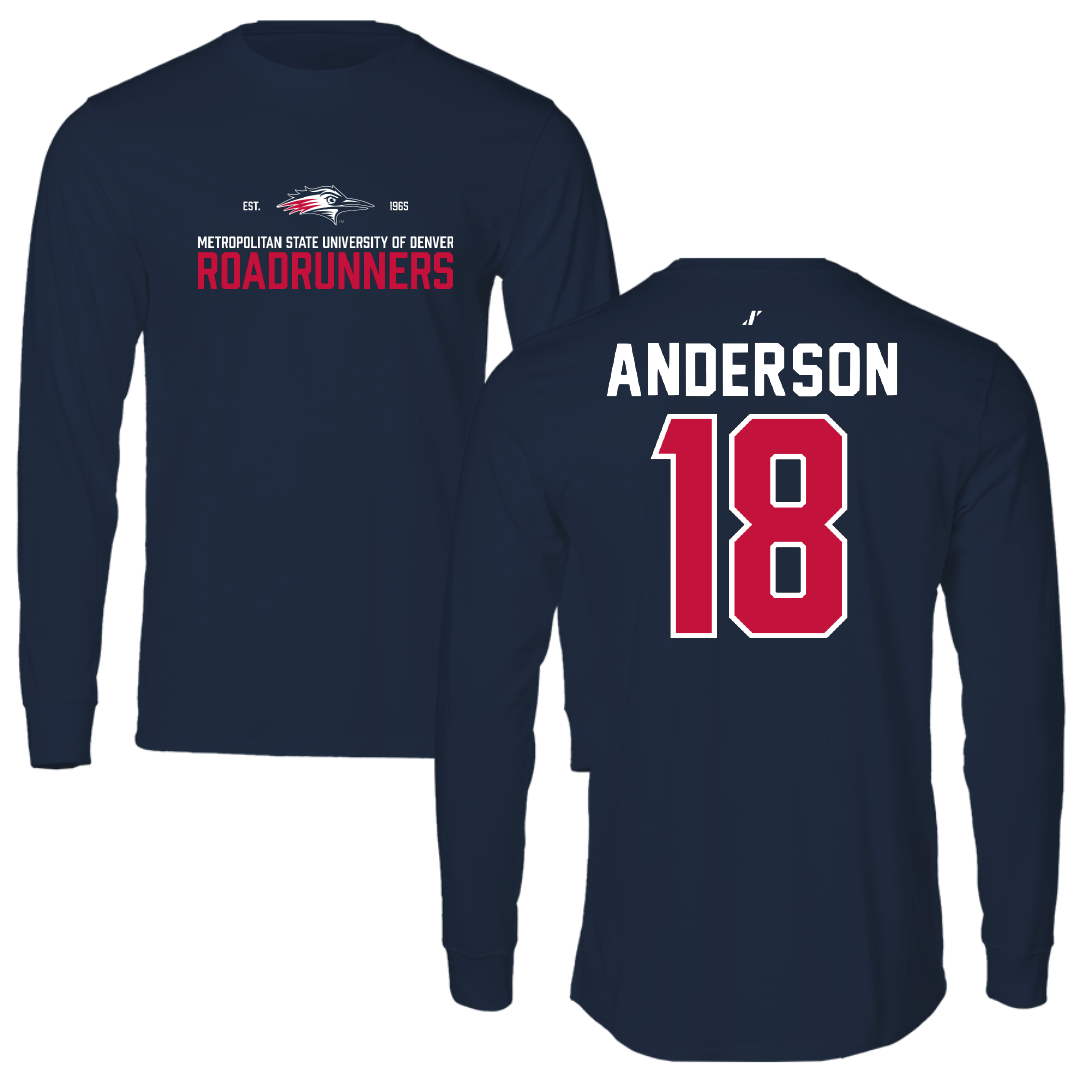 Metropolitan State University of Denver Volleyball Navy General Performance Long Sleeve - #18 Riley Anderson