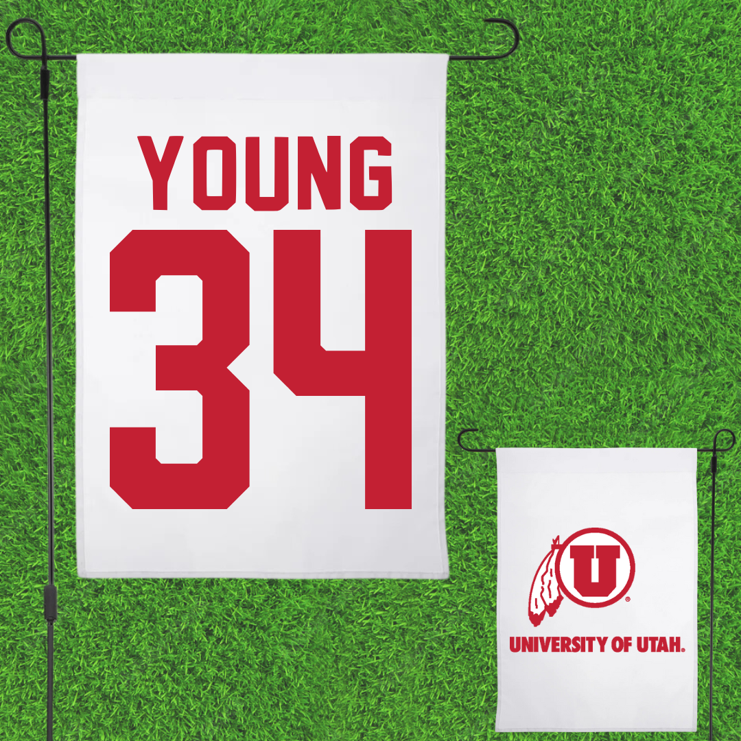 University of Utah Basketball White Garden Flag - #34 Dasia Young