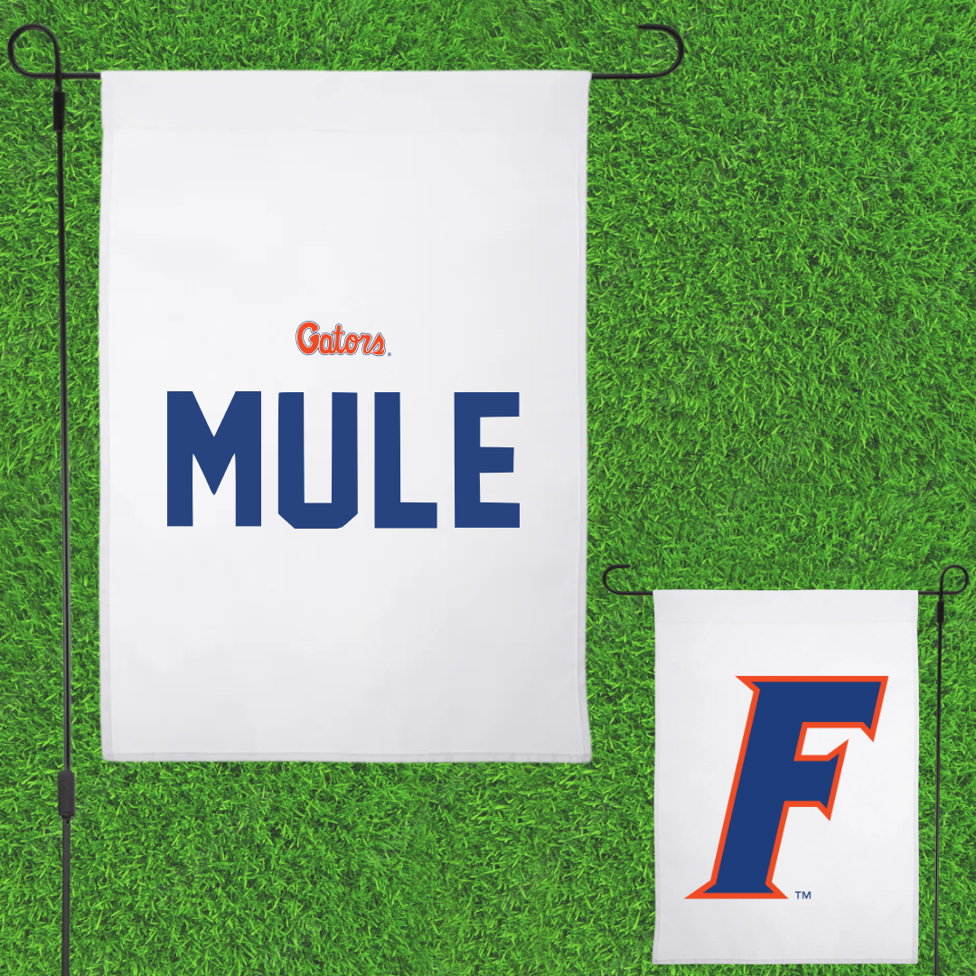 University of Florida TF and XC White Garden Flag - Matt Mule