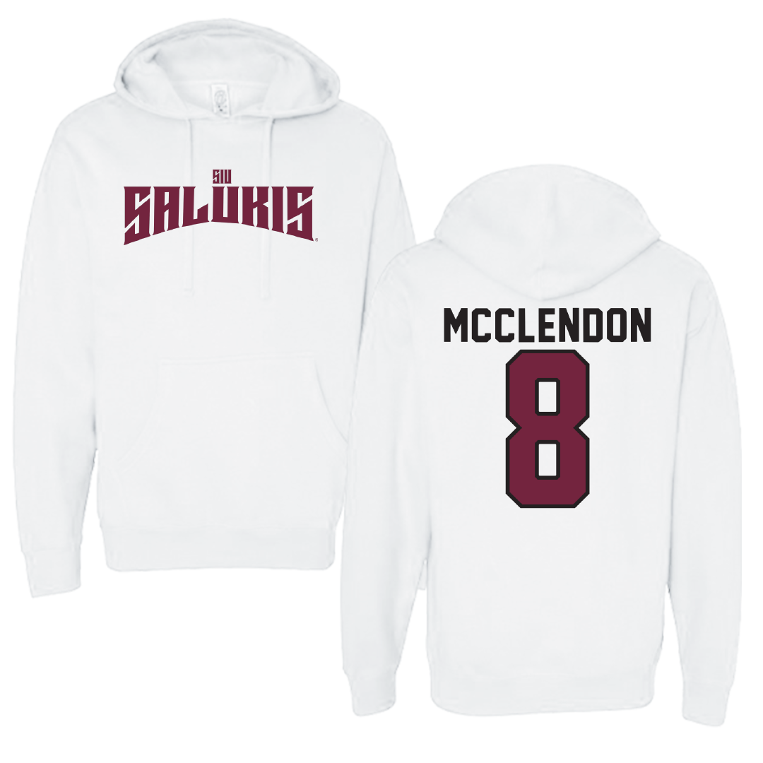 Southern Illinois University at Carbondale Football White Classic Hoodie - #8 Jeremiah McClendon